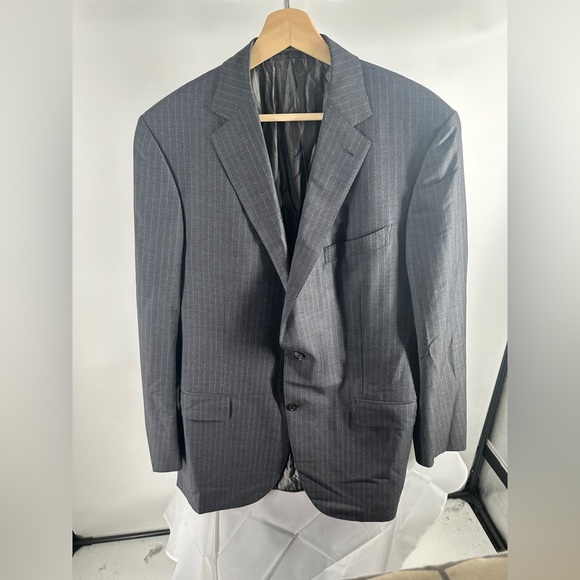 Zegna trofeo Milan fit gray pinstriped blazer
